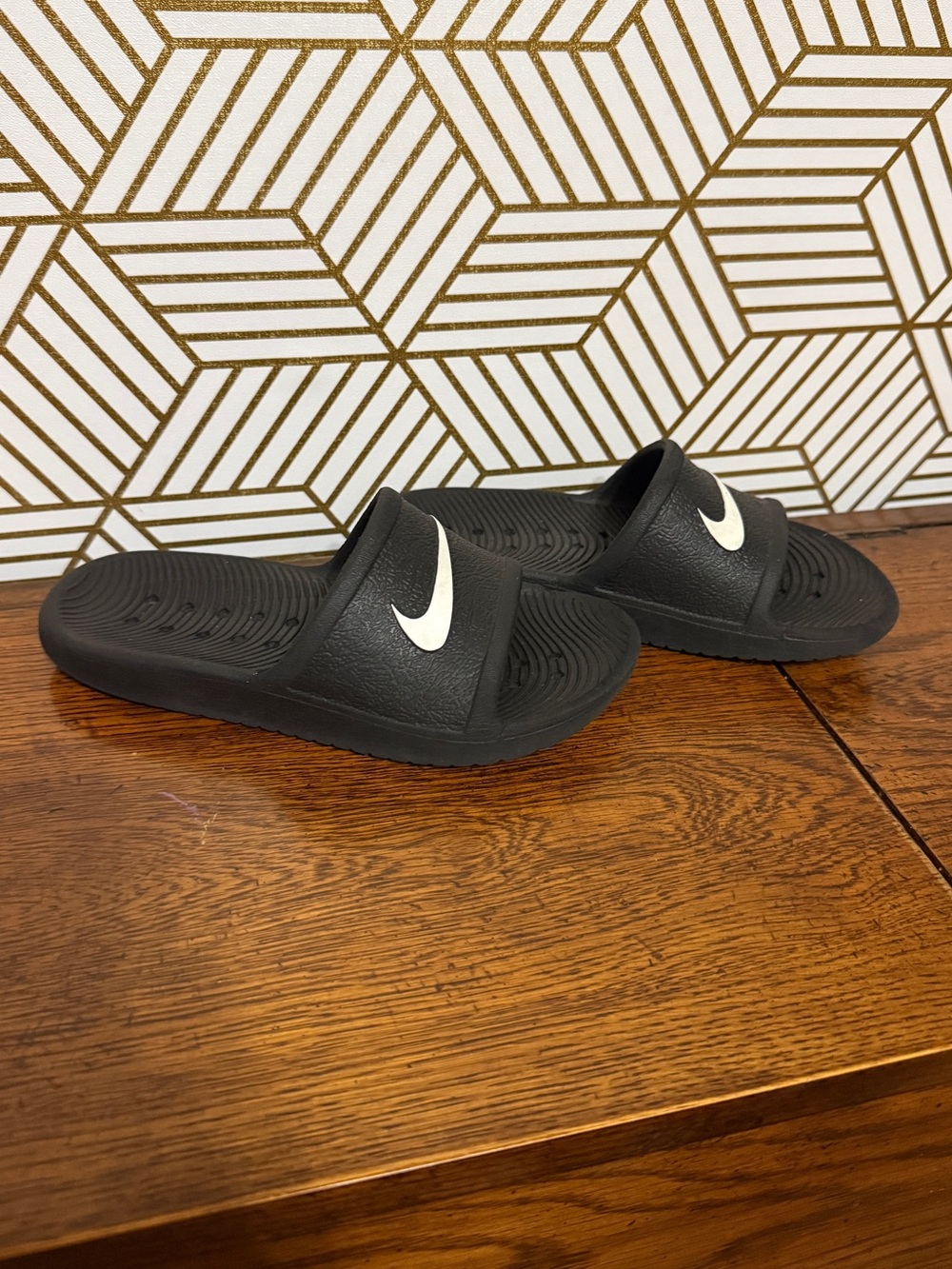 Nike Black and White Slide Sandals